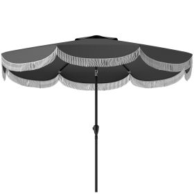 9FT Patio Umbrella, UPF 30+ Outdoor Market Umbrella with Crank, 8 Ribs, Push Button Tilt, Vented Patio Table Umbrella for Deck Backyard Lawn, Ch