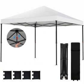 10 x 10 ft Pop Up Canopy Tent with One Push Setup, Outdoor Portable Instant Canopy Shelter w/ Roller Bag, White