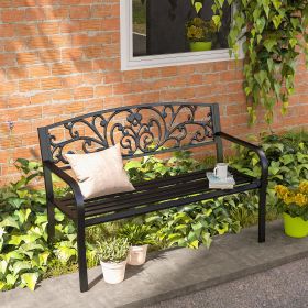 50" Outdoor Bench (Option: Black-1305x650x135 mm)