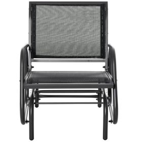 Outdoor Glider Chair, Steel Swing Chai with Curved Armrests for Porch, Garden, Poolside, Balcony, Black (Option: Black-760x570x220 mm)