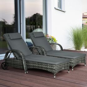 2 Piece Reclining Chaise Lounge Chairs (Option: Mixed Gray, Charcoal Gray-1240x550x450 mm)