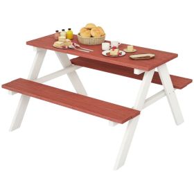 Kids Picnic Table Set, Wooden Table & Bench Set, Kids Patio Furniture Outdoor Toys for Garden, Backyard, Aged 3-8 Years Old, Brown (Option: Brown-980x120x220 mm)