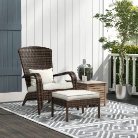 Adirondack Chair Fire Pit Chair w/ Ottoman & Cushions (Option: Cream White-780x600x280 mm)